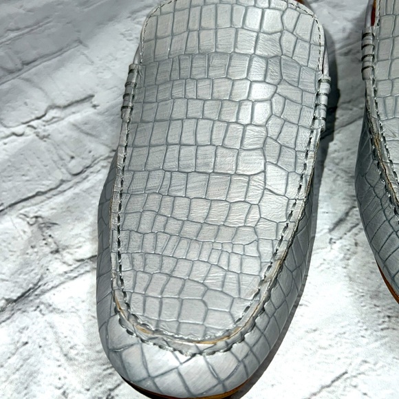Born Capricorn Mules Croc Embossed Leather Slip-on Loafers - Gray/Grey - Size 10 - Picture 14 of 14